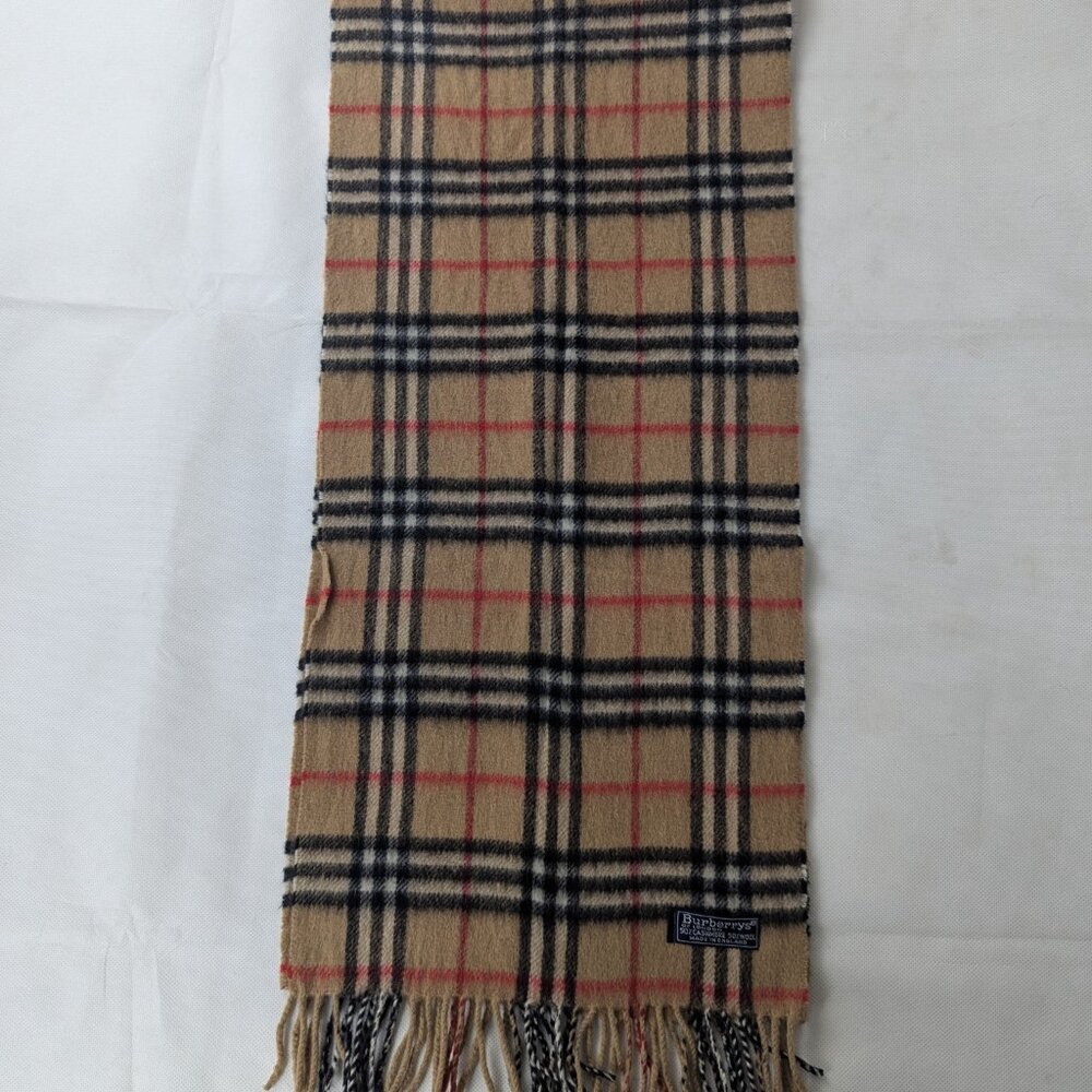 Burberry Check Beige Scarf Unisex | Cashmere Wool Blend | Authentic | Used - Picture 4 of 7